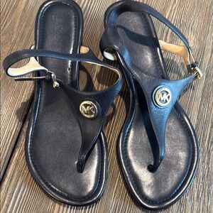 Michael Kors Black Sandals with Gold Logo